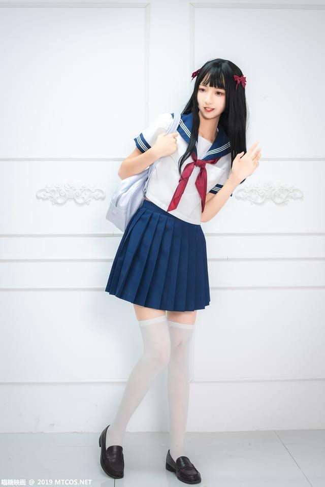 喵糖映画 – VOL.012 蓝白水手服[44P380M]