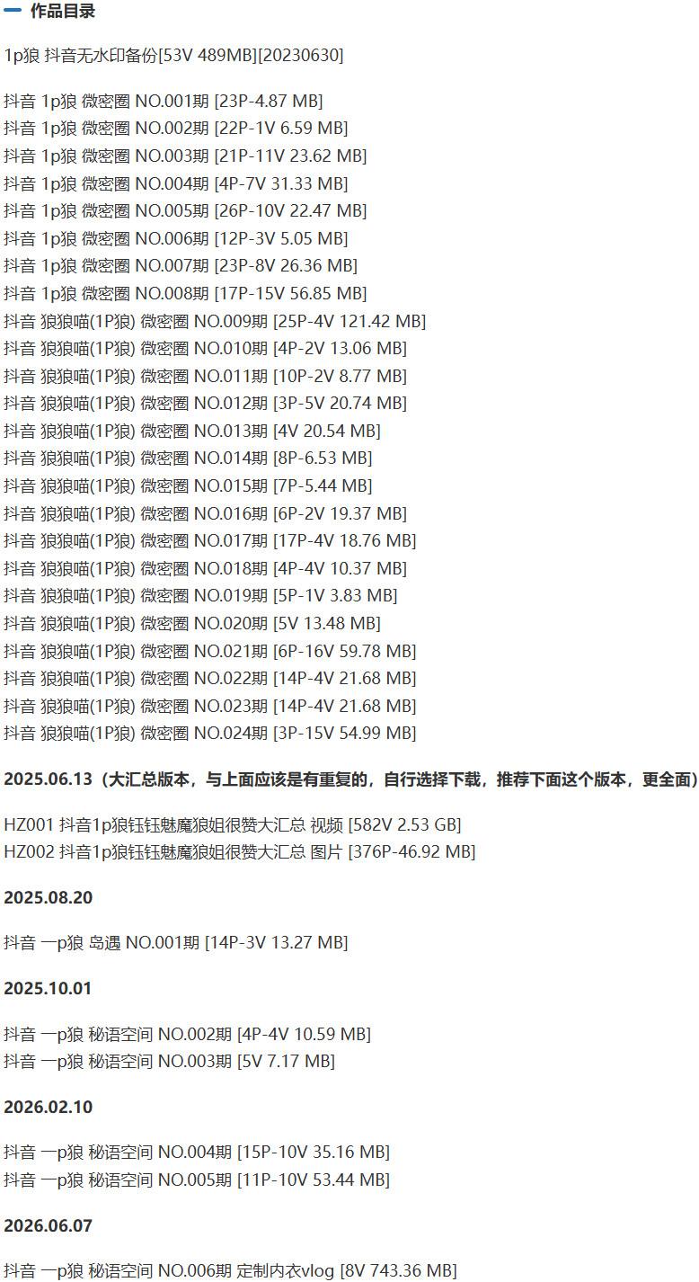 1p狼(狼狼喵) – 微密圈写真&amp;视频合集【持续更新中】